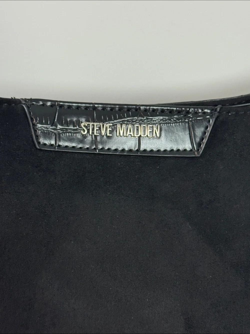 Steve Madden Black Faux Suede Hobo Shoulder Bag with Zipper Pouch - Size Large